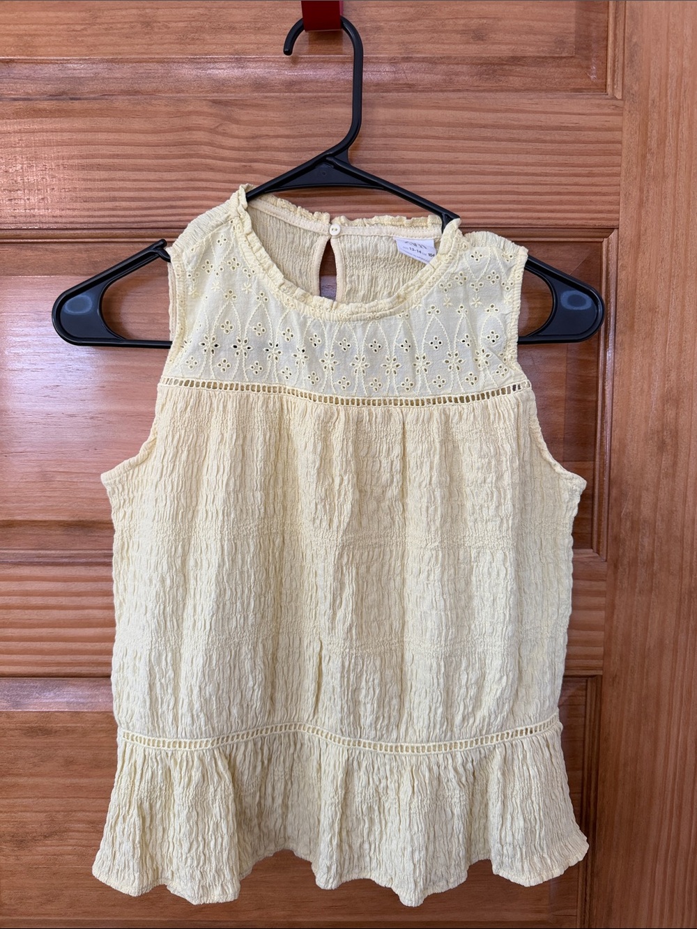 Kids Zara Yellow Sleeveless Eyelet Peplum Top- Size 13/14